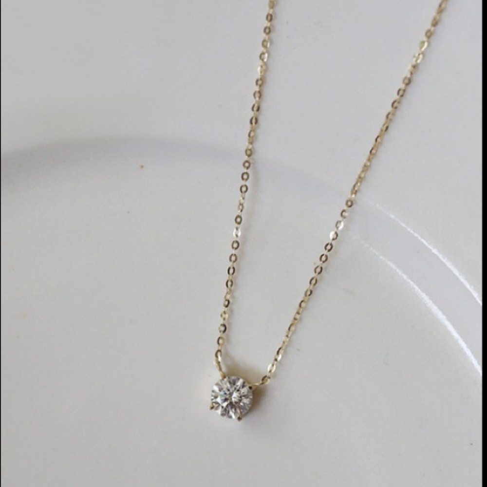 14k Gold Plated Solitaire Diamond Cubic Zircon Clavicle DaintyDelicate N… - Picture 5 of 6